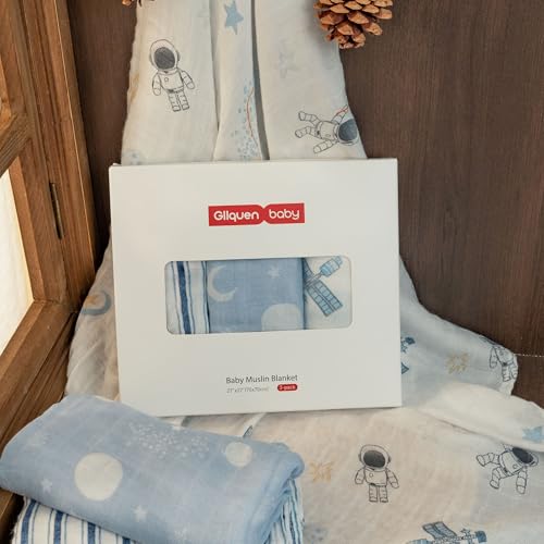 GLLQUEN BABY Muslin Swaddle Blankets - Soft & Breathable 3 Pack