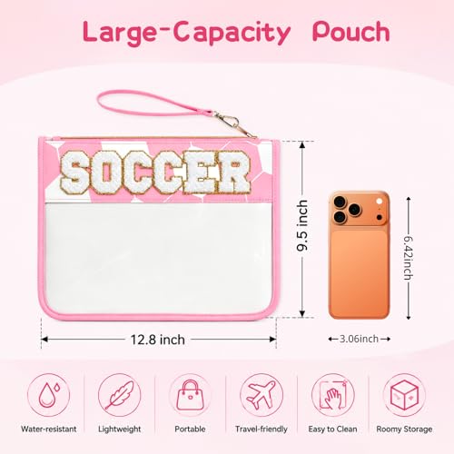 Nunubeo Pink Soccer Gift Set for Girls – Makeup Bag, 50 Stickers, Scrunchies & Bracelet