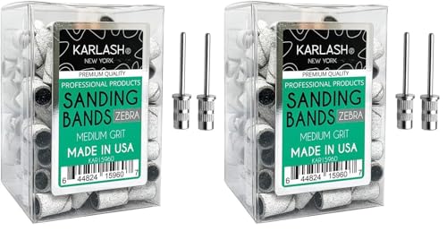 Karlash Professional Nail Sanding Bands - Medium Grit with 2 Mandrels