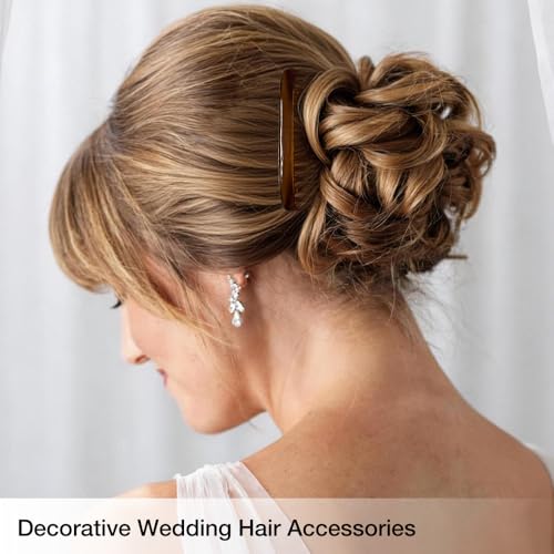 ELLOPH 12 Pack French Hair Combs for Women - Black, White, Brown, Decorative Side Hair Clips for Bridal & Updos, 14 Teeth, Fine & Thin Hair