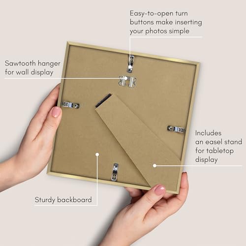 Americanflat 10x10 Gold Picture Frame with Mat - Slim Design