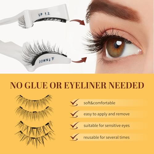 QUEWEL Magnetic Eyelashes Kit with Applicator - 2 Pairs Natural Look
