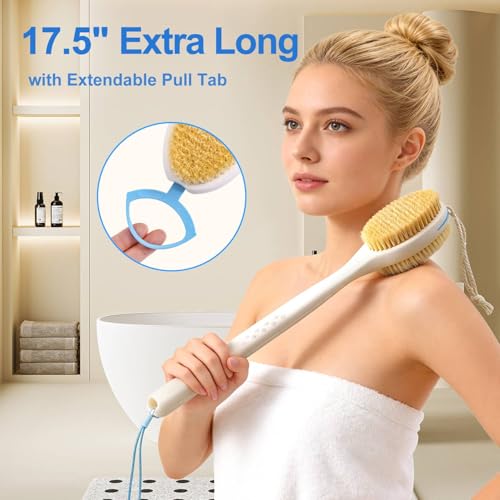 Extendable Back Scrubber - 17.5" to 31.9" Dual-Sided Brush