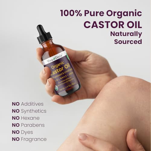 Viva Doria Organic Castor Oil 4 Fl Oz - Cold Pressed & Vegan