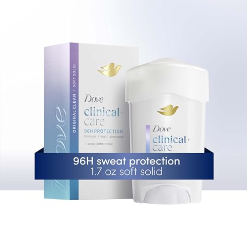 Dove Clinical + Care Antiperspirant Deodorant Soft Solid for Women Original Clean with Nourishing Serum 1.7 oz