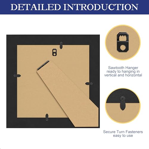 8x8 Vintage Wooden Photo Frame for Horizontal & Vertical Display