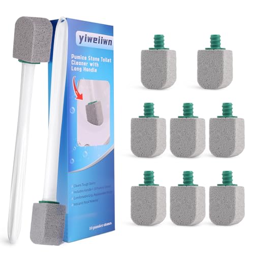 Pumice Stone Toilet Cleaner with Long Handle - 10 Replacement Stones