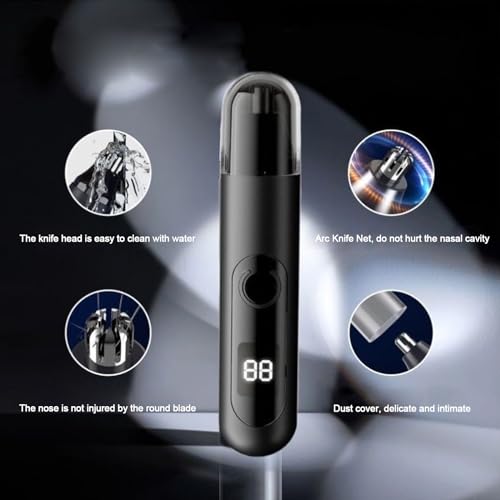 HILYC Professional Nose Hair Trimmer with LED Display - USB Rechargeable, Waterproof & Painless
