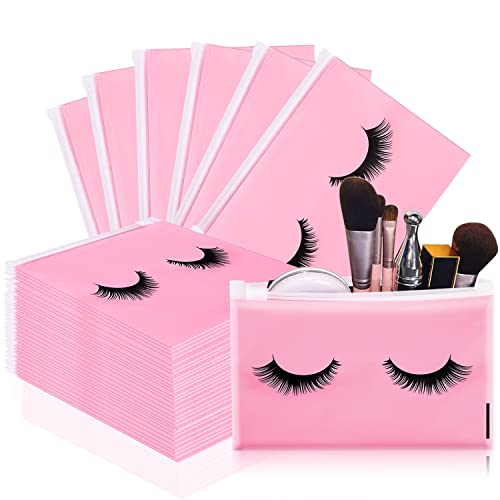 Noverlife 100PCS Pink Zipper Eyelash Care & Storage Bags, 6x4 Inch