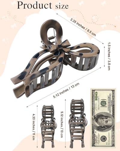 AWAYTR 4Pcs Large Bow Claw Clips for Thick Hair, Aesthetic Hair