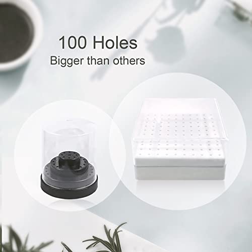 CORFULRA Nail Drill Bit Holder Organizer - 100-Hole White Case (A-White)