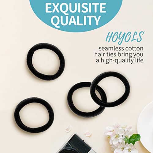 HOYOLS Black Hair Ties 50 Pack No Damage Ponytail Holders Seamless Hairbands
