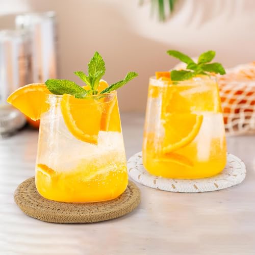 16 Pcs Cotton Woven Drink Coasters Set with Holder - 8 Colors