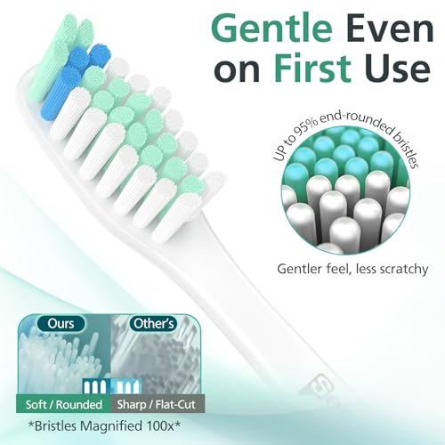 Senyum Replacement Toothbrush Heads for Philips Sonicare E-Series, Green & White, Pack of 6