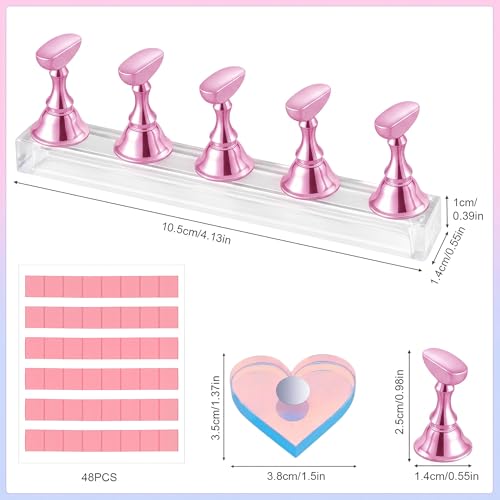 Nail Stand Set for Press Ons - 10 Magnetic Holders & Putty