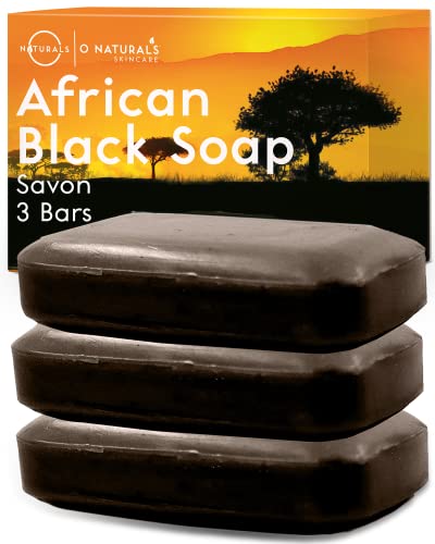 O Naturals African Black Soap Bar 3-Pack - Natural Exfoliating Gift Set for All Skin Types