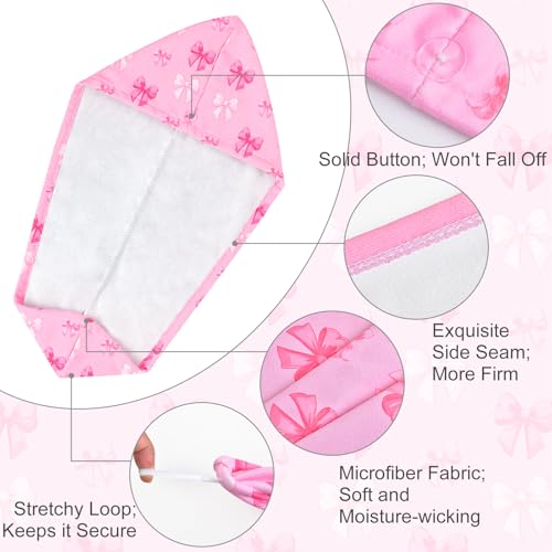 Microfiber Hair Towel Wrap for Kids - Quick Drying 2 Pack with Cute Bow Design
