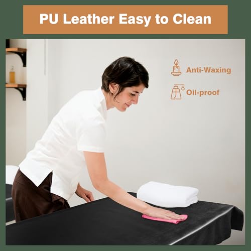 70 x 32 Inch Waterproof PU Leather Massage Table Cover - Black