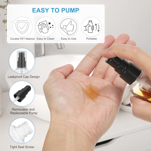 PATIKIL Clear Travel Pump Bottles - 6 Pcs 3.4 Oz Leak Proof Dispensers