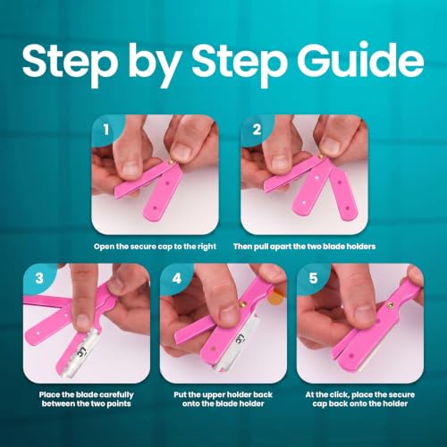Utopia Care Professional Straight Razor for Men with 100 Blades - Pink, Safety Barber Razor