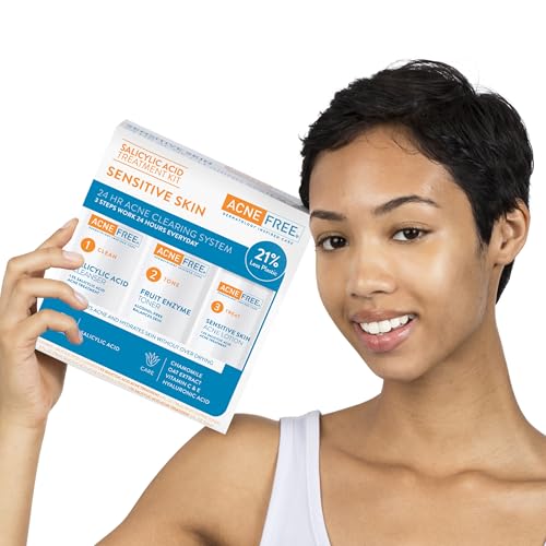 AcneFree 24Hr Acne Clearing System for Sensitive Skin - 3-Step Kit with 1.5% Salicylic Acid