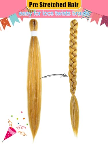 KAVSORAPI Gold Tinsel Hair Extensions - 30 Inch Pack of 2 for Festivals & DIY Styling