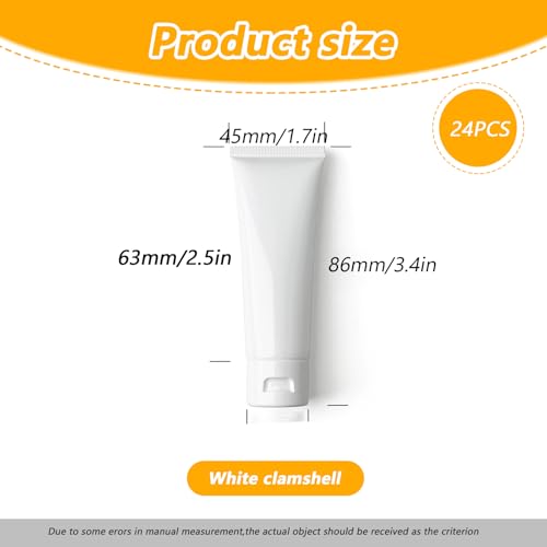 30ml Refillable Cosmetic Squeeze Tube Bottles - 24 Pack with Flip Cap