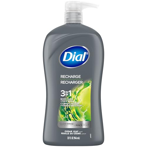Dial Men 3-in-1 Body, Hair & Face Wash - Recharge Scent, 32 Fl Oz