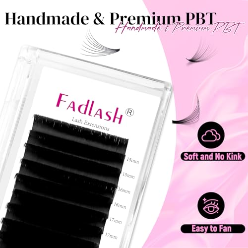 FADLASH Easy Fan Eyelash Extensions D Curl 15-20mm Mixed Tray