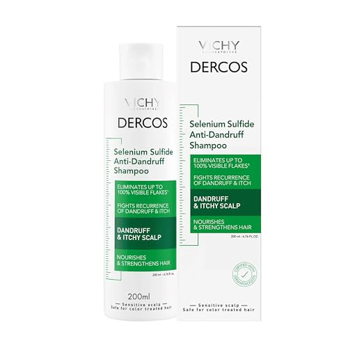Vichy Dercos Dandruff Shampoo, Antifungal Itchy Scalp Treatment for Men & Women, Clinical Strength Selenium Sulfide, Formulated with Niacinamide & Salicylic Acid, Color Safe, Dermatologist Recommended