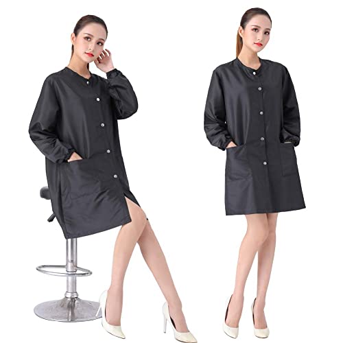 TILYIALA Professional Waterproof Salon Smock Jacket - Medium, Black