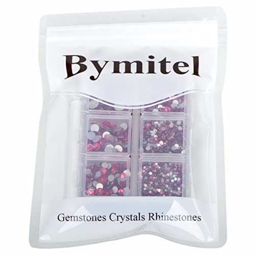 Bymitel 5000pcs Rose Mixed Size Glue-On Glass Rhinestones