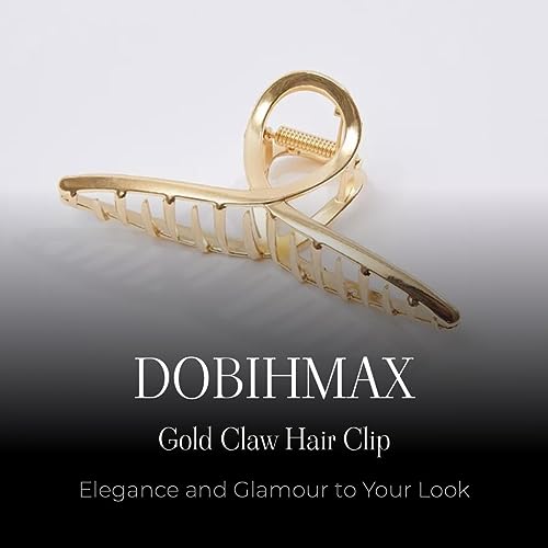 Set of 2 Large Metal Hair Claw Clips with Pearls - Gold Fashion Accessories for Women's Thick Hair
