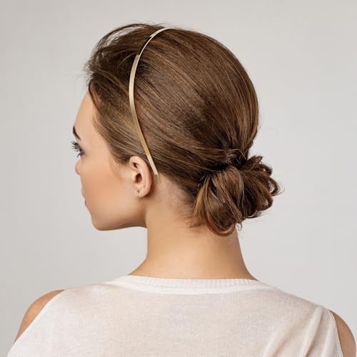 PAGOW 2-Pack Gold & Silver Smooth Metal Headbands for Women