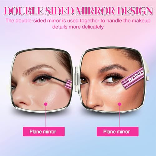 Stainless Steel Pocket Mirror - Portable Travel Compact with Snap Closure