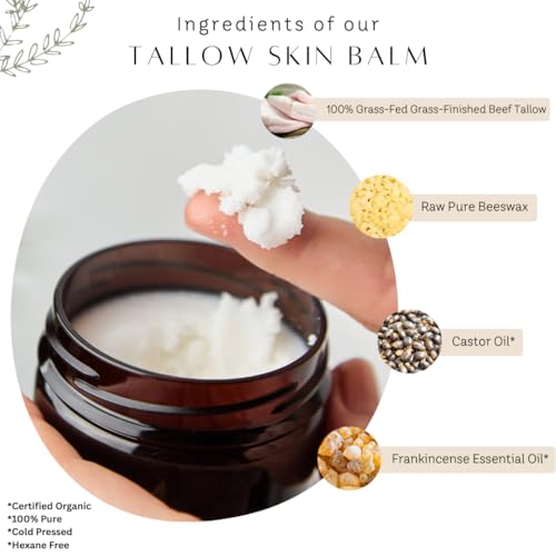 Untamed Organics Beef Tallow Balm - 100% Grass-Fed Moisturizer for Dry Skin - 2 oz