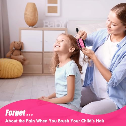 Aussumy 4 Pack Vented Detangling Hair Brush Set for Wet & Dry Hair - Black, Pink, Green, Magenta