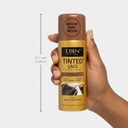 EBIN NEW YORK Lace Tint Spray, Medium Dark Brown - 2.7 Fl Oz (Wig Tint)