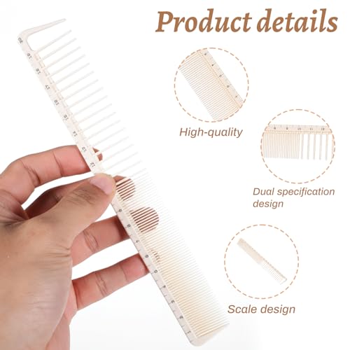 Professional Hair Cutting Combs Set - 2 Anti-Static Barber Combs with Ruler Measurements