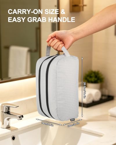 GOX Toiletry Travel Bag, Dual Compartment Portable Organizer - Grey