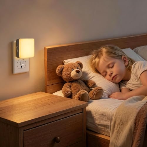 Hiwrolat Dusk to Dawn Sensor Night Lights - 4 Pack, Soft Warm White