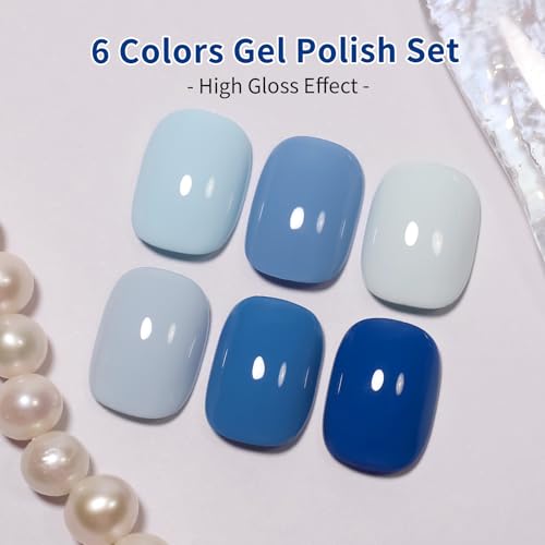 Firedeep Navy Blue Gel Nail Polish Set 10ml Hema-Free 6-Color Manicure Kit