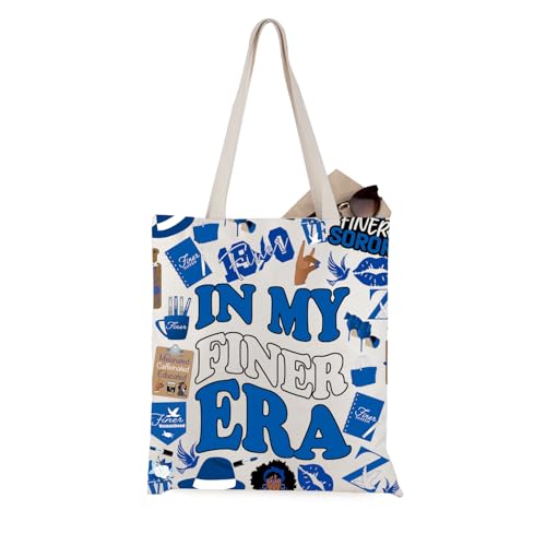 Royal Blue & White Sorority Life Canvas Tote Bag