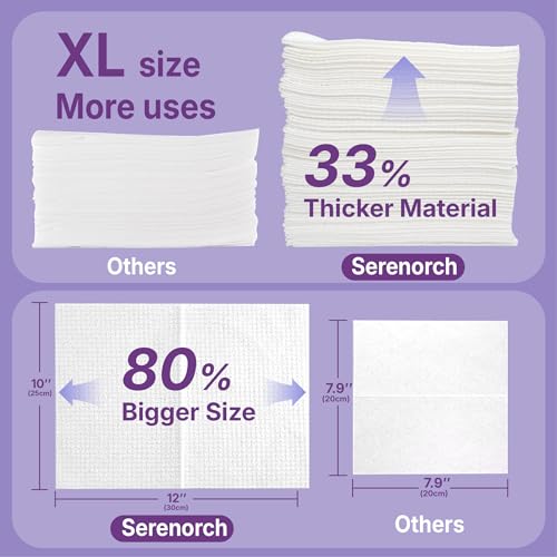 Serenorch Disposable XL Face Towels 100 Count - Hygienic & Soft Skin Wipes with EF Texture (Pack of 2, 50 Count Each)