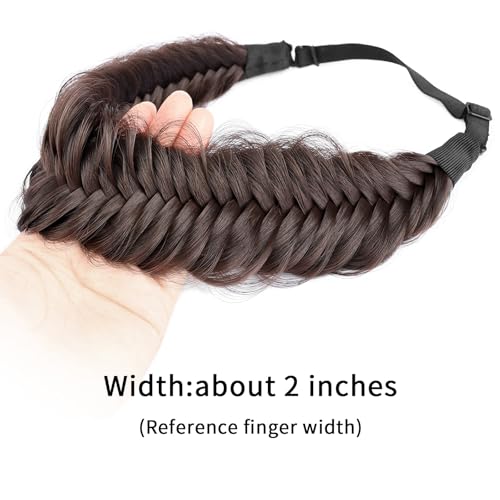 DIGUAN Chocolate Synthetic Fishtail Braided Headband Women Girl Hair Accessory