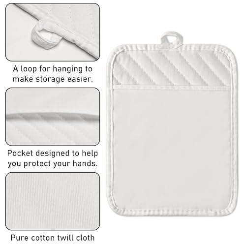 GROBRO7 6-Piece Cotton Oven Mitts & Pot Holders Set - Heat Resistant, Machine Washable, BBQ Gloves with Hanging Loop