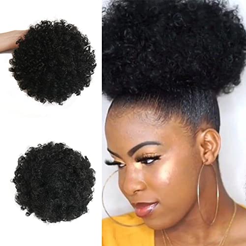 STARSPLUS Afro Puff Drawstring Ponytail 8 Inch 1B# Kinky Curly Hair Extension