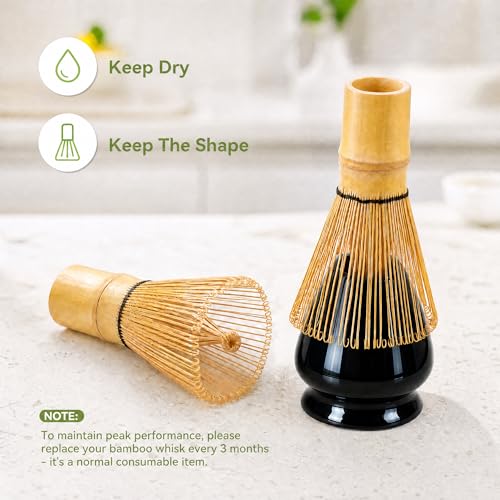 Complete Matcha Whisk Set with Black Ceramic Bowl - 5-Piece Kit