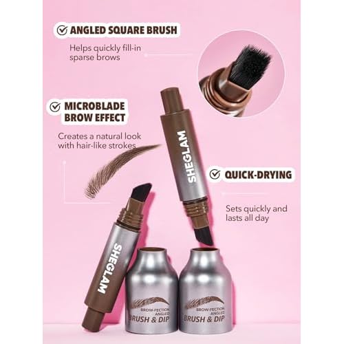 SHEGLAM Brow-Fection Angled Brush & Dip Upgraded Microblading Eyebrow Pen Long Lasting Waterproof Easy To Color-Chocolate