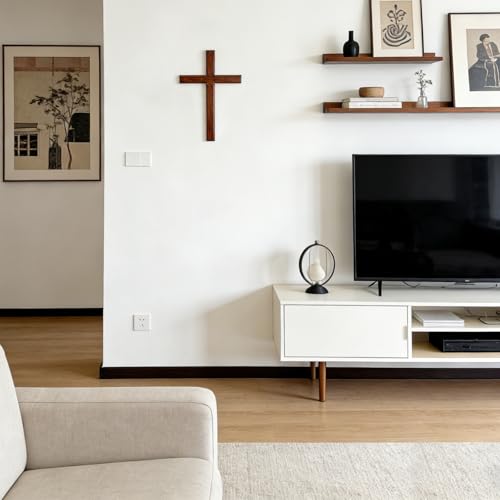 Allyix Wooden Cross Wall Decor Set - Large & Small with Lanyard